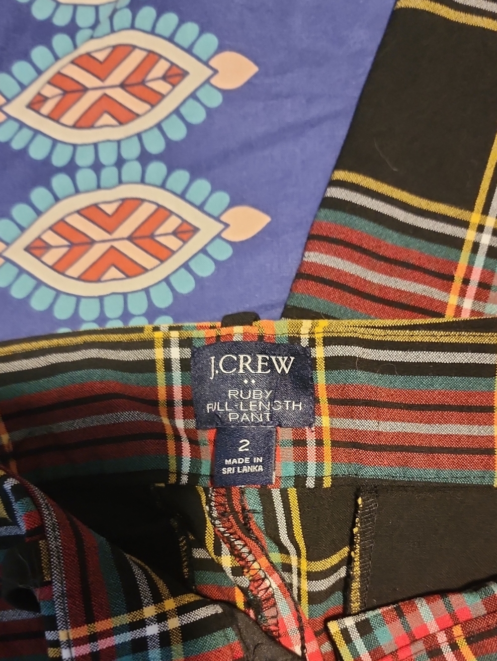 J. Crew Ruby Plaid Full-Length Pants - Black, Red, Yellow, Green